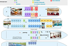 Речные круизы по Сибири. Теплоход Северная сказка. Схема палуб и план кают